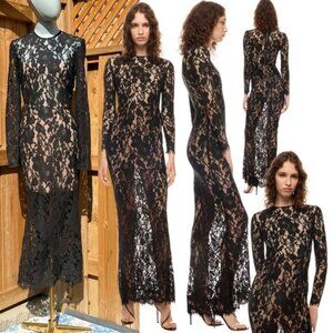 🆕 BRONX & BANCO 🧿 NWOT Colette Noir Black Lace Gown, Sz M US 6